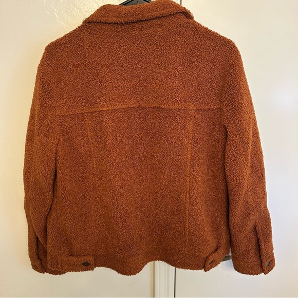 Nordstrom BP Rust Burnt Orange Sherpa Jacket Size Small Lined and Cozy - Picture 5 of 7